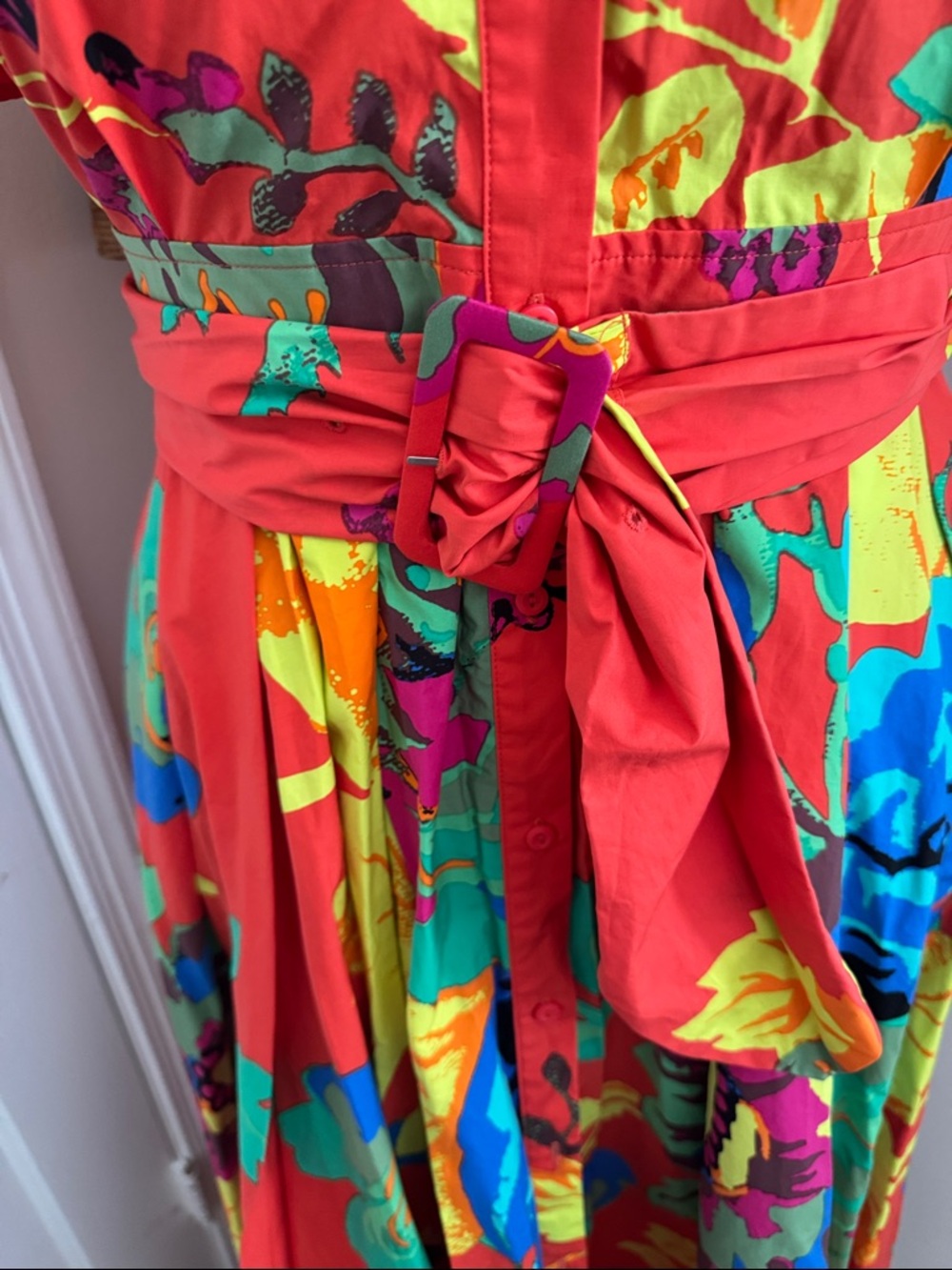 Christopher John Rogers x Target Red Floral Print Midi Shirt Dress - Picture 4 of 7